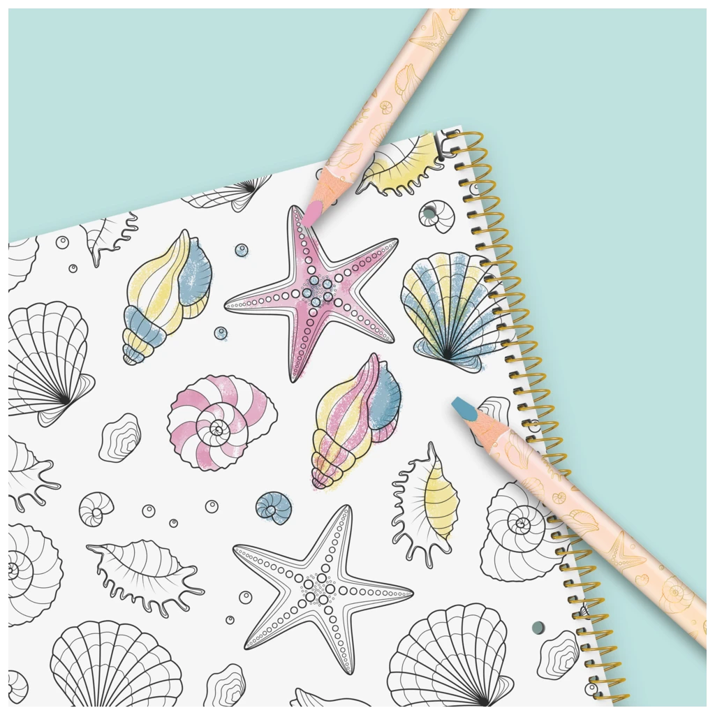 Collegeblock Premium Student Sunny Ocean | A4, Lineatur 27, 80 Blatt, mehrfarbig, pastell