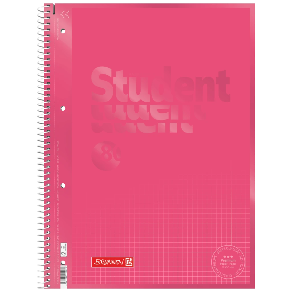 Collegeblock Premium Student Colour Code | A4, Lineatur 28, 80 Blatt, tulip