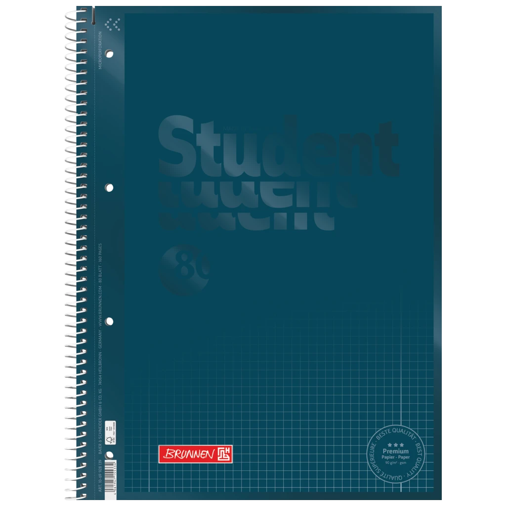 Collegeblock Premium Student Colour Code | A4, Lineatur 28, 80 Blatt, denim