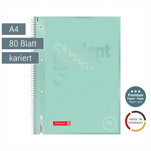 Collegeblock Premium Student Colour Code | A4, Lineatur 28, 80 Blatt, mint