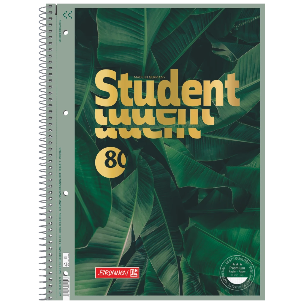 Collegeblock Premium Student „Jungle“ | A4, Lineatur 28, 80 Blatt, dunkelgrün