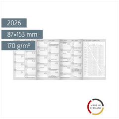Jahresübersicht 2026 | 87×153 mm
