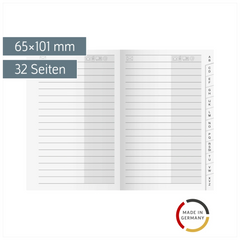 Adress-Registerheft | 65×101 mm, Karton, weiß