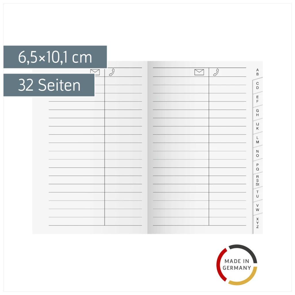 Adress-Registerheft | 6,5×10,1 cm, Karton, weiß