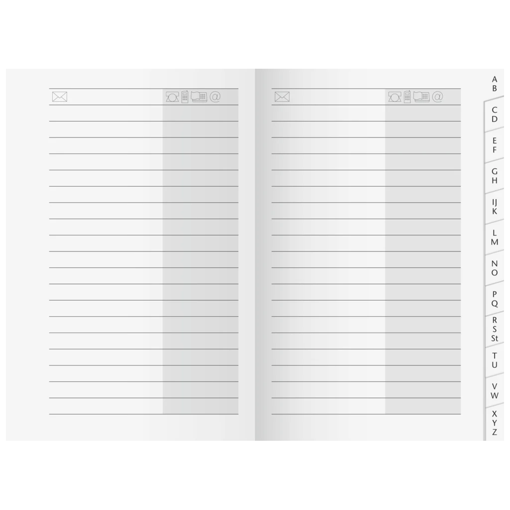 Adress-Registerheft | 70×110 mm, Karton, weiß