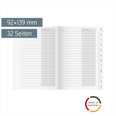 Adress-Registerheft | 92×139 mm, Karton, weiß