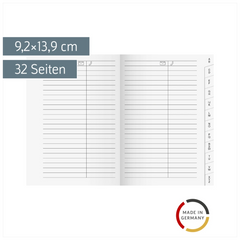 Adress-Registerheft | 9,2×13,9 cm, Karton, weiß