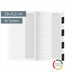 Adress-Registerheft | 7,8×15,3 cm, Karton, weiß