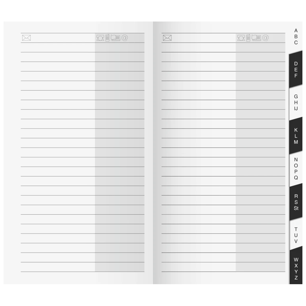 Adress-Registerheft | 7,8×15,3 cm, Karton, weiß