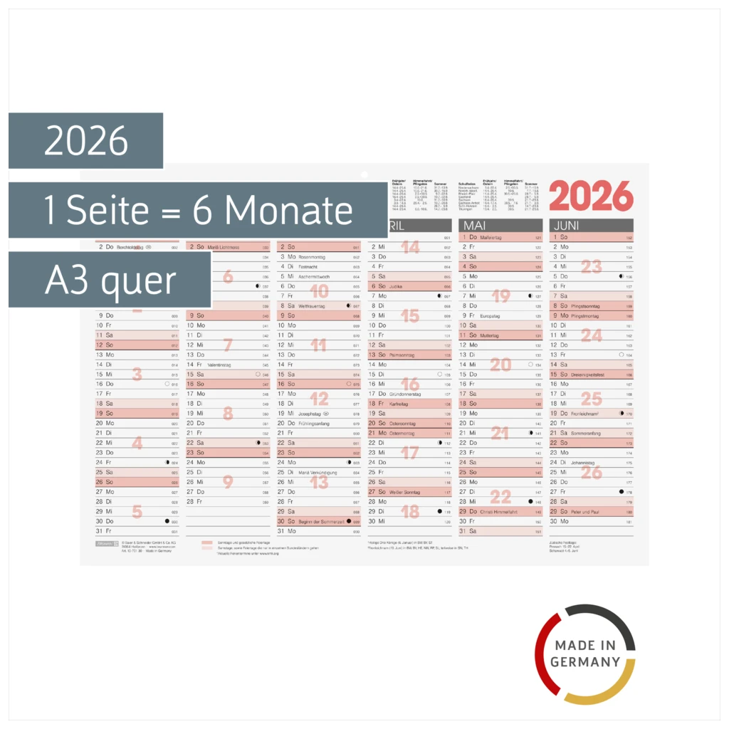 Tafelkalender 2026 | A3 quer