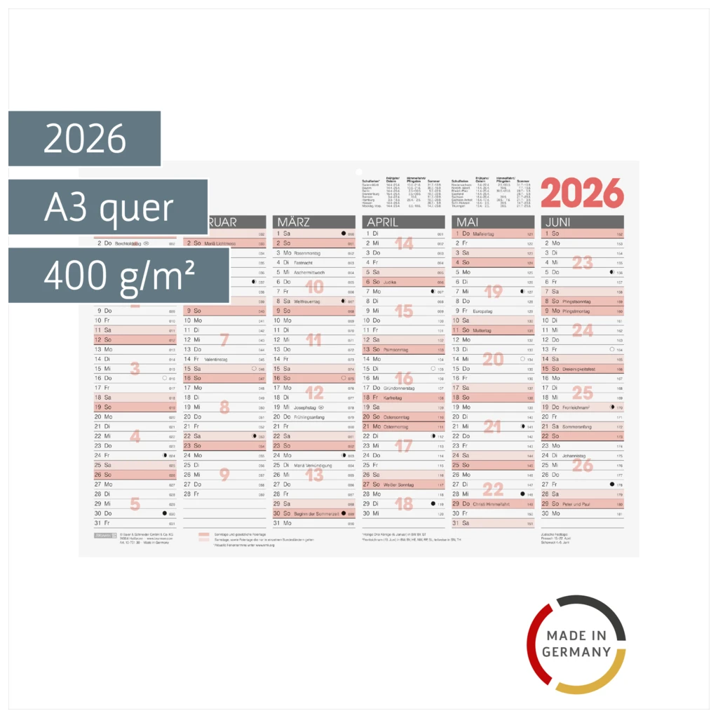 Tafelkalender 2026 | A3 quer