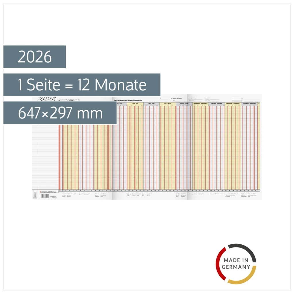 Urlaubsplaner 2026 „Jumbograph“ | 647×297 mm