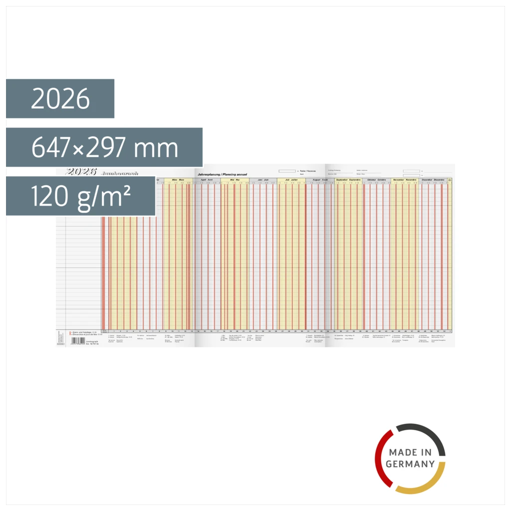 Urlaubsplaner 2026 „Jumbograph“ | 647×297 mm