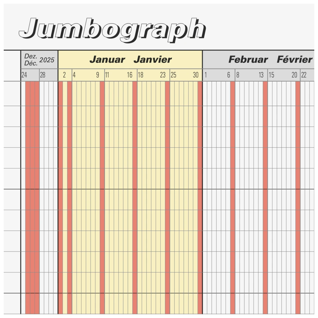Urlaubsplaner 2026 „Jumbograph“ | 647×297 mm