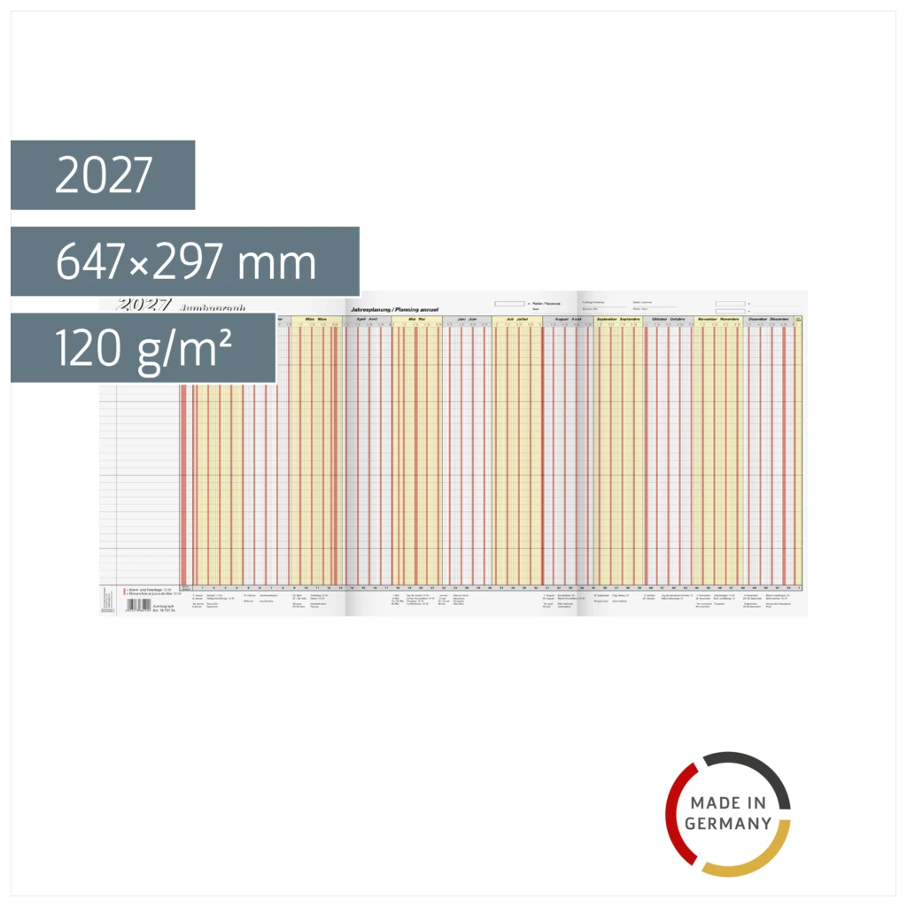 Urlaubsplaner 2027 „Jumbograph“ | 647×297 mm