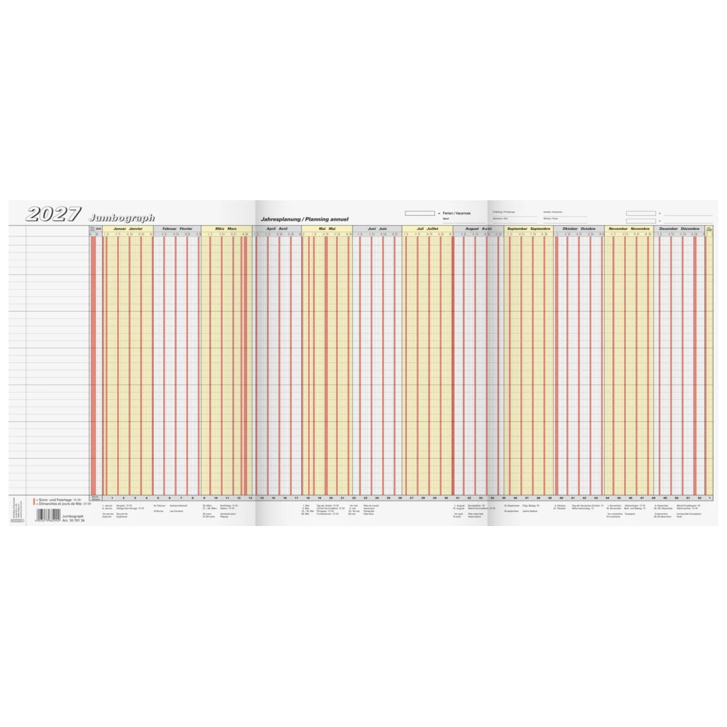Urlaubsplaner 2027 „Jumbograph“ | 64,7×29,7 cm