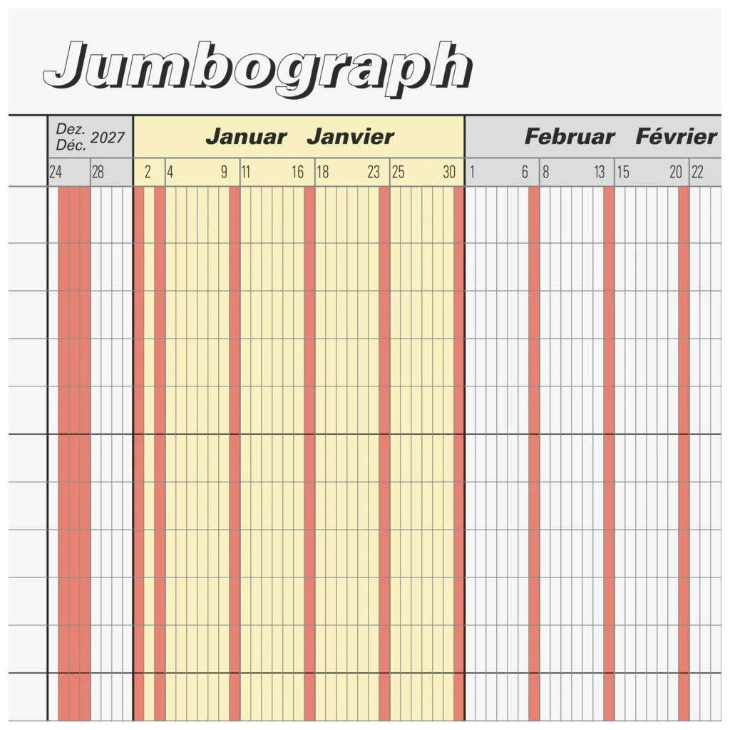 Urlaubsplaner 2028 „Jumbograph“ | 64,7×29,7 cm