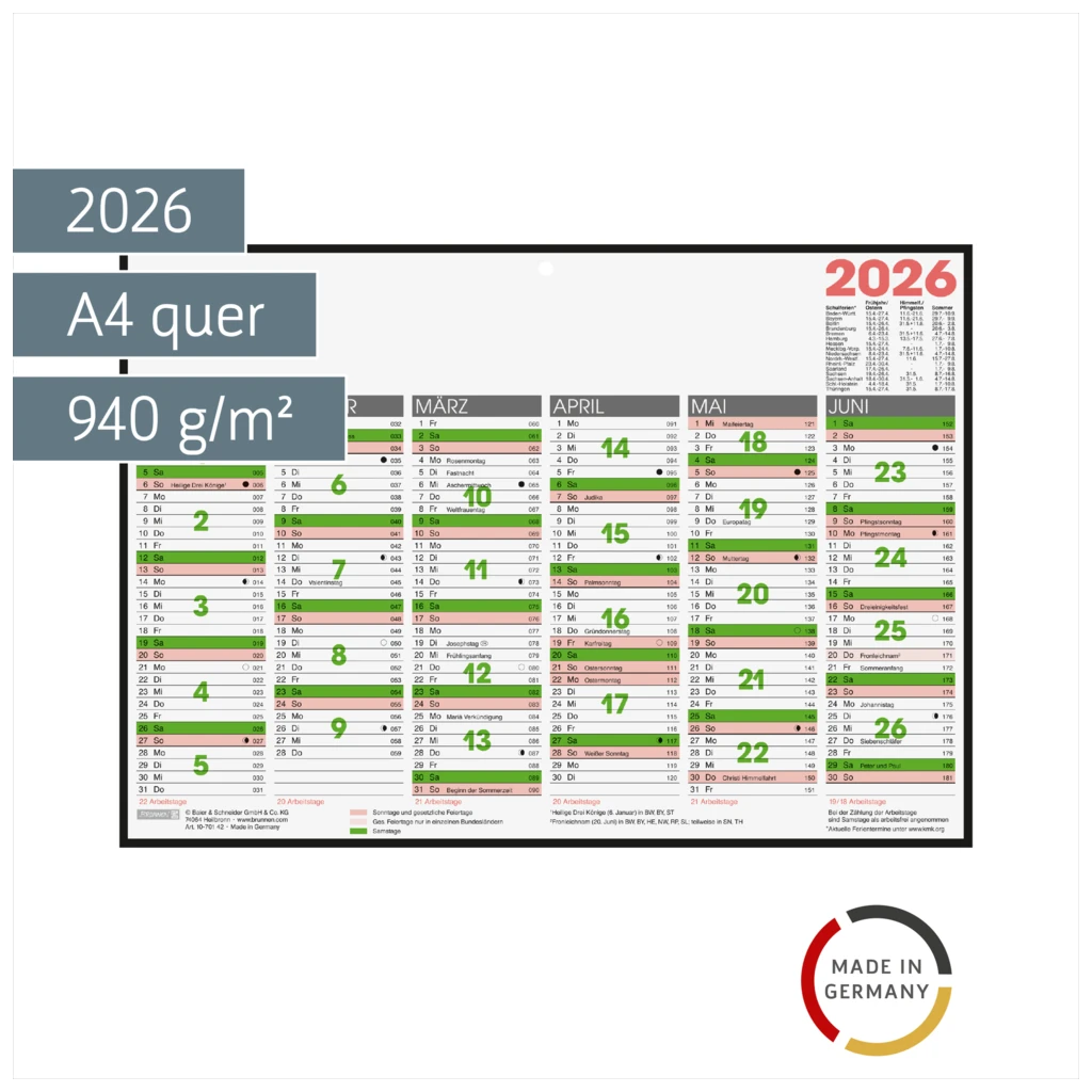 Tafelkalender 2026 | A4 quer