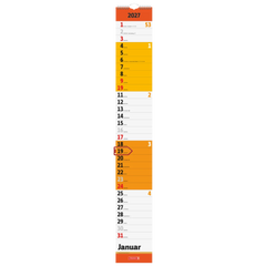 Streifenkalender 2027 | 13×91 cm, rot