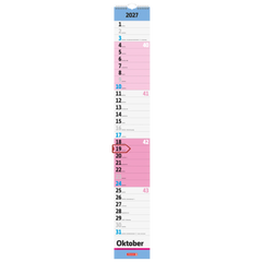Streifenkalender 2027 | 13×91 cm, rot