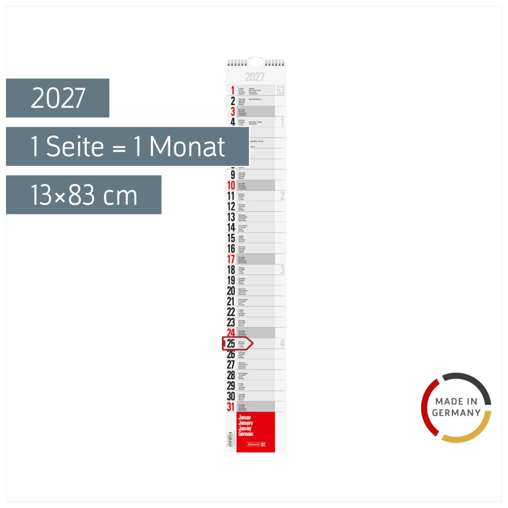 Streifenkalender 2027 | 13×83 cm