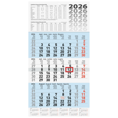 3-Monatskalender 2026 | blau, 300×560 mm