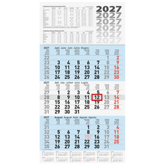 3-Monatskalender 2027 | blau, 300×560 mm