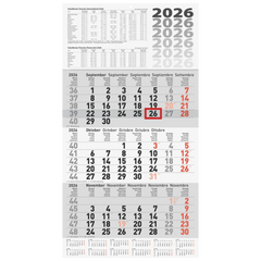 3-Monatskalender 2026 | grau, 300×560 mm