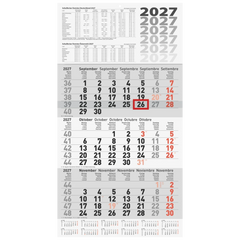 3-Monatskalender 2027 | grau, 300×560 mm