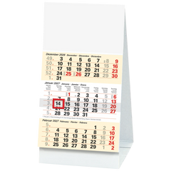 3-Monats-Tischkalender 2027 | 100×120 mm, weiß/hellgelb