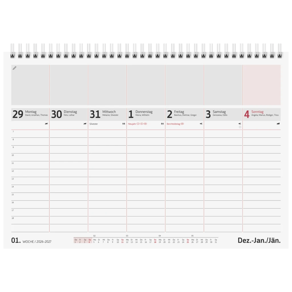 Tischkalender 2027 | 290×200 mm, weiß