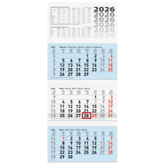 3-Monatskalender 2026 | blau, 320×740 mm