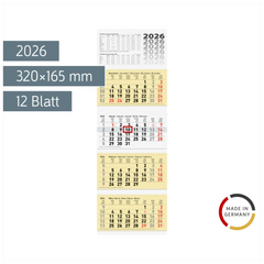4-Monatskalender 2026 | chamois, 320×940 mm