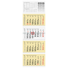 4-Monatskalender 2026 | chamois, 320×940 mm