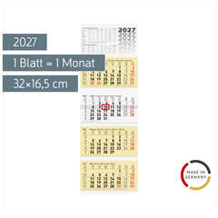 4-Monatskalender 2027 | chamois, 32×94 cm
