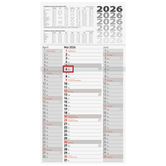 3-Monatskalender 2026 | grau, 300×560 mm