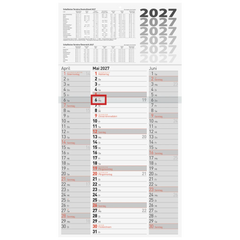 3-Monatskalender 2027 | grau, 300×560 mm