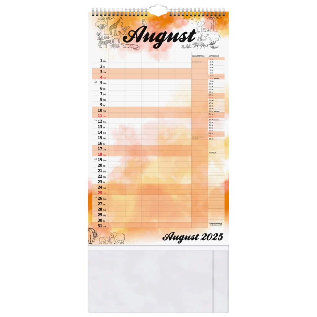 Familienkalender '25 „Aquarell“ | 250×415 mm