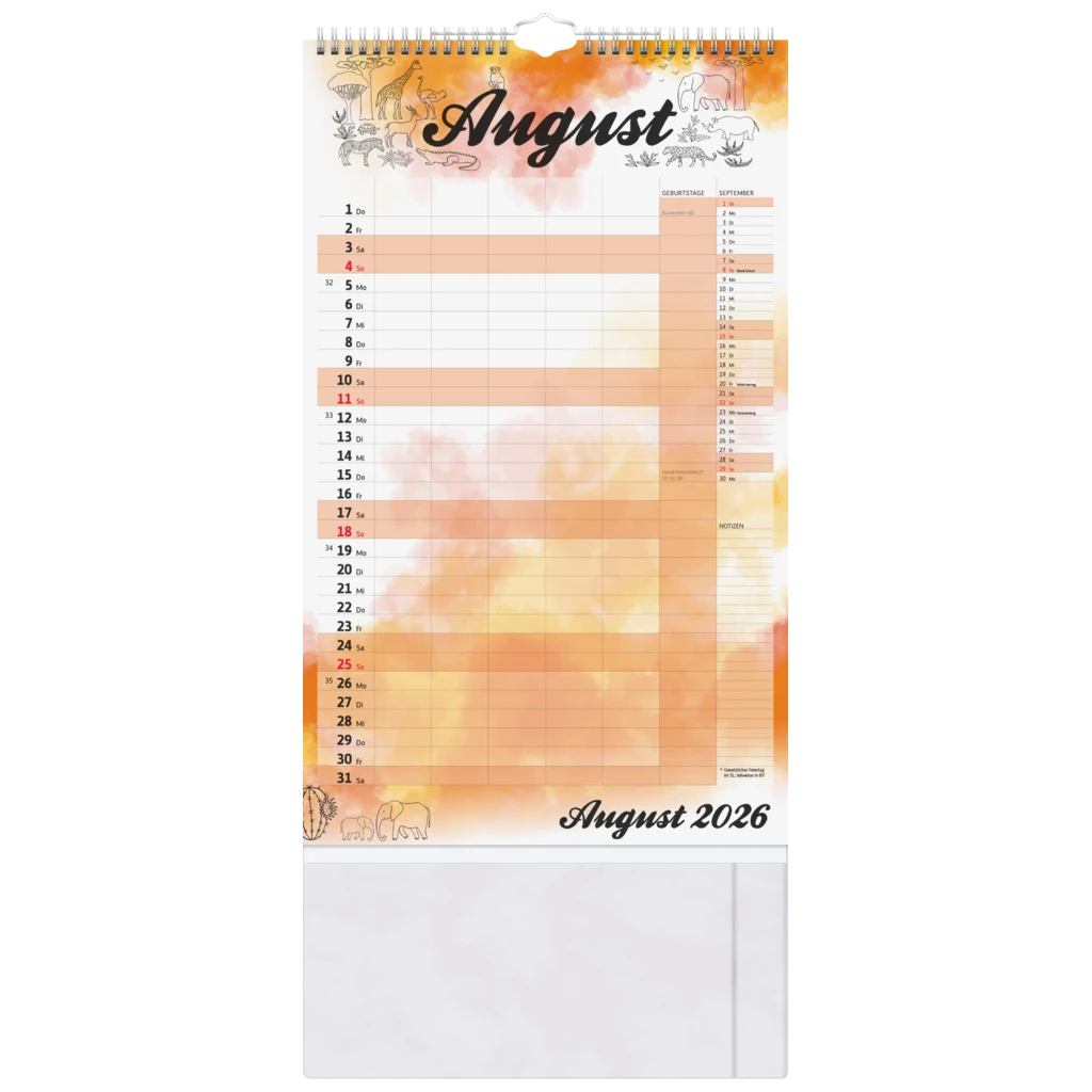 Familienkalender 2026 „Aquarell“ | 250×415 mm