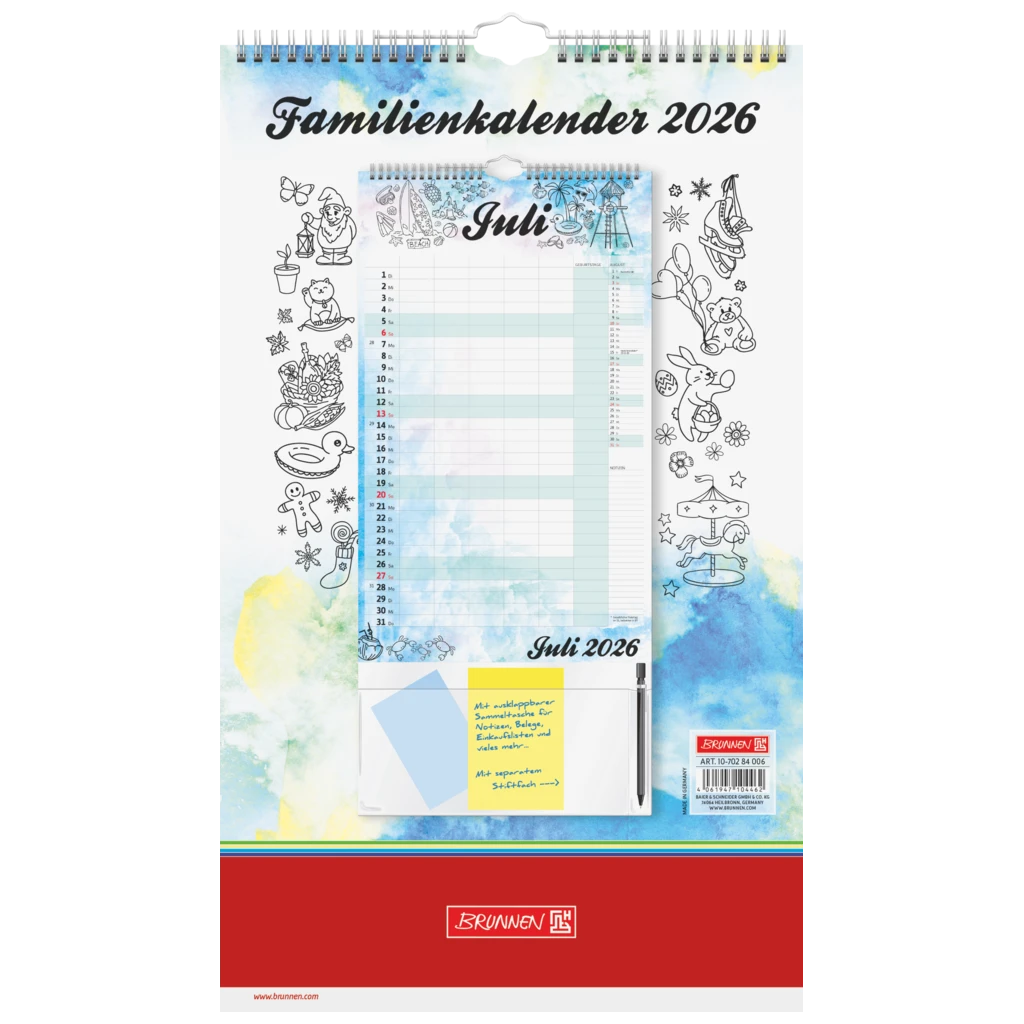 Familienkalender 2026 „Aquarell“ | 250×415 mm