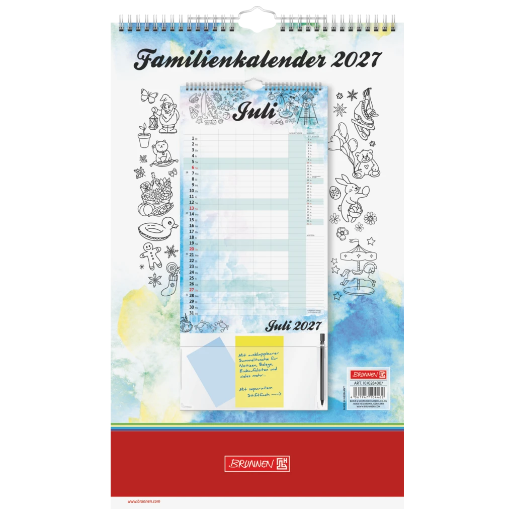Familienkalender 2027 „Aquarell“ | 25×41,5 cm
