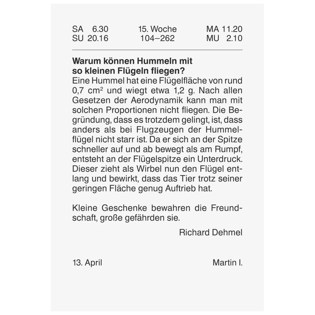 Abreißkalender 2026 Nr. 4 | 65×98 mm