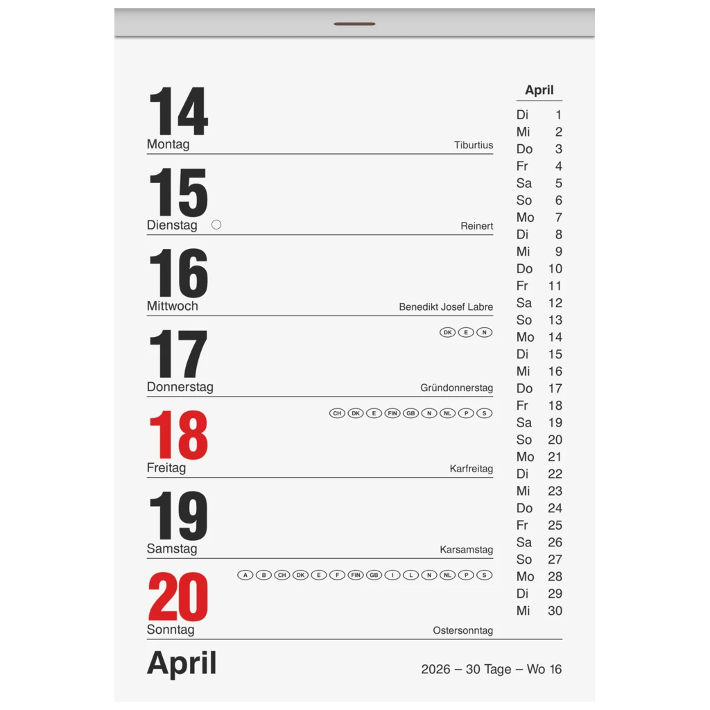Abreißkalender 2026 Nr. 25 | 105×146 mm