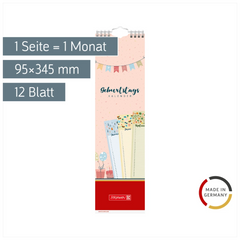 Geburtstagskalender | 95×345 mm, bunt