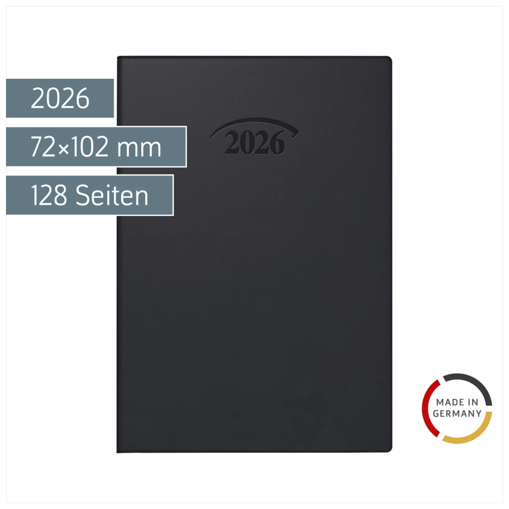 Taschenkalender Mod. 712 2026 | A7, Kunststoff, schwarz