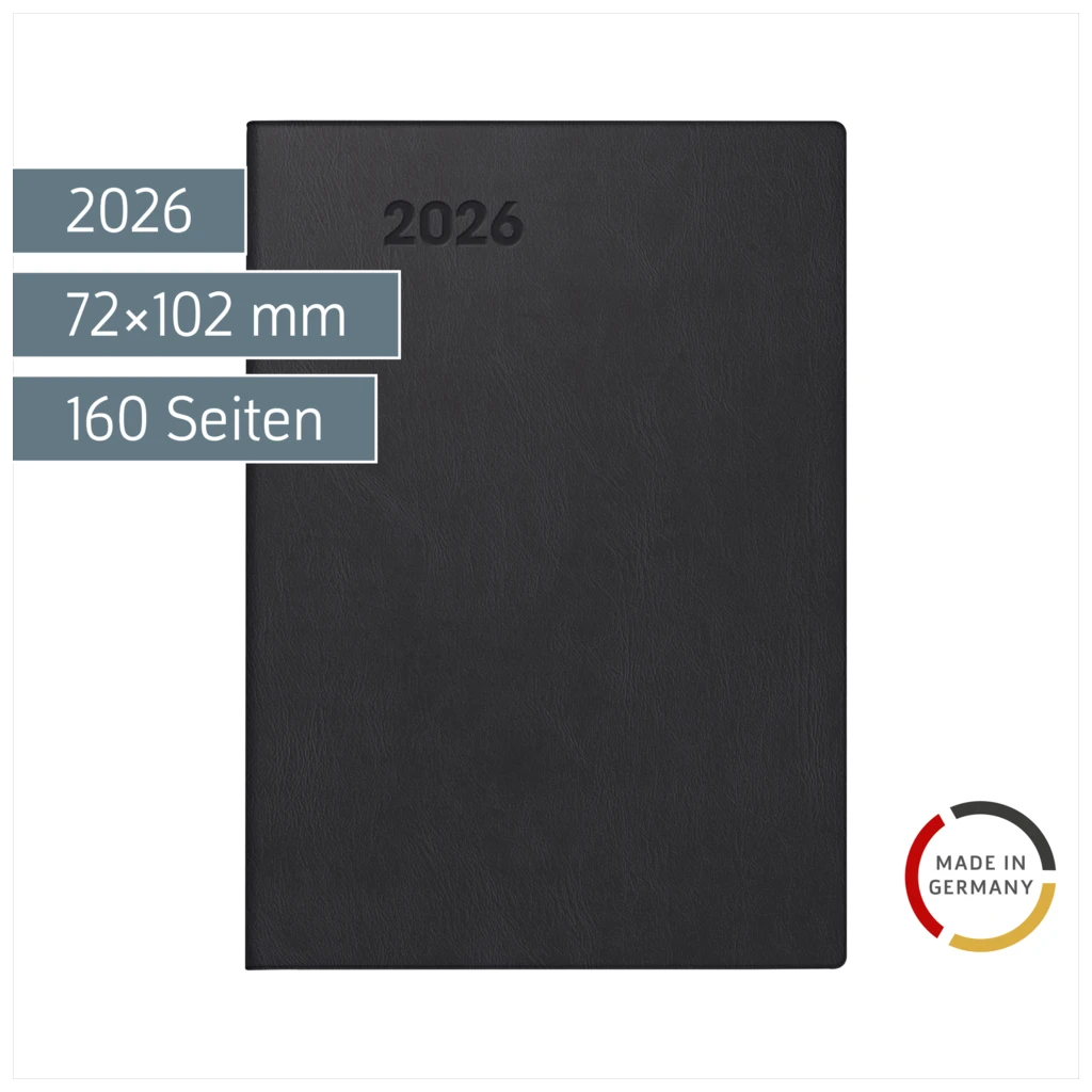 Taschenkalender Mod. 713 2026 | A7, Kunststoff, schwarz