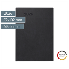 Taschenkalender Mod. 713 2026 | A7, Kunststoff, schwarz