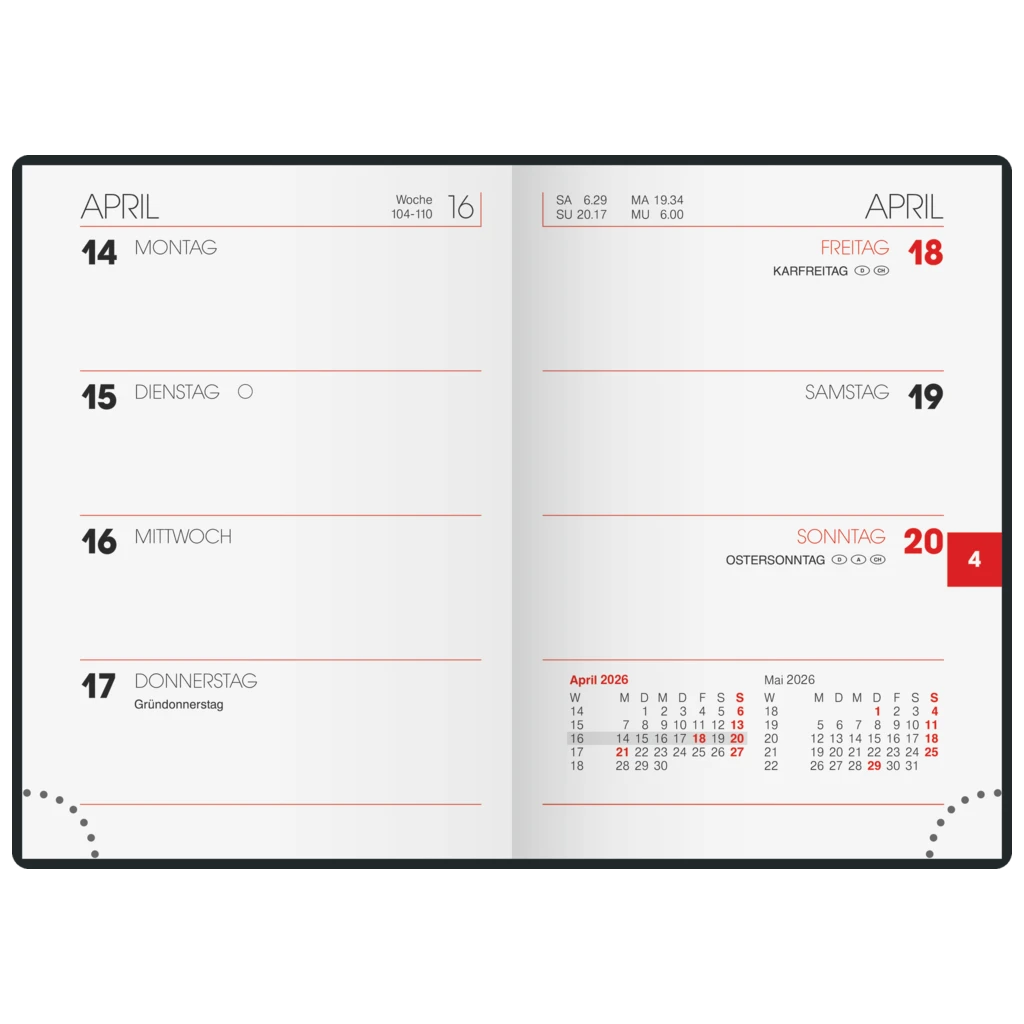 Taschenkalender Mod. 713 2026 | A7, Kunstleder, bordeaux