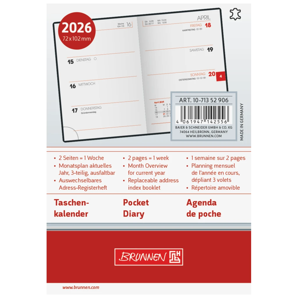 Agenda Semainier 2023 Modèle 713 - Format Poche 7,2x10,2 Cm - Couverture Souple Bord Doré - Noir