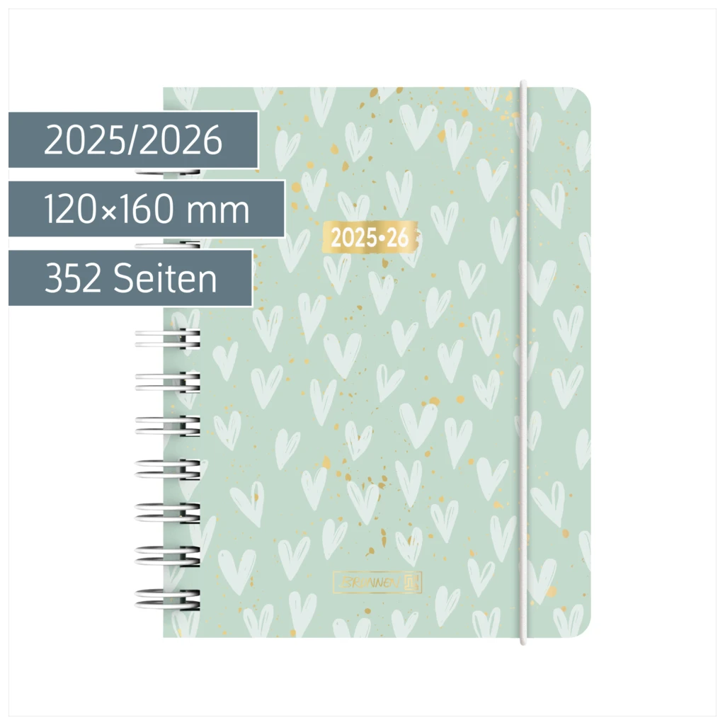 Schülerkalender 2025/2026 „Hearts“ | A6, Kunststoff